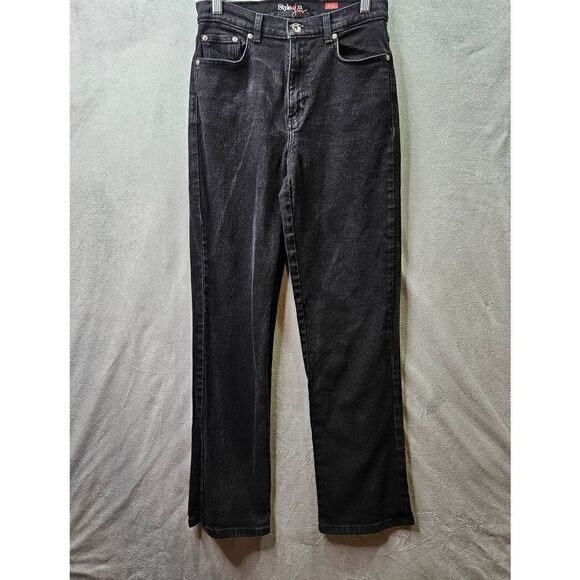 Style & Co Jeans Womens Size 6 Black Easy Care Straight Leg Fit Denim - Picture 1 of 10